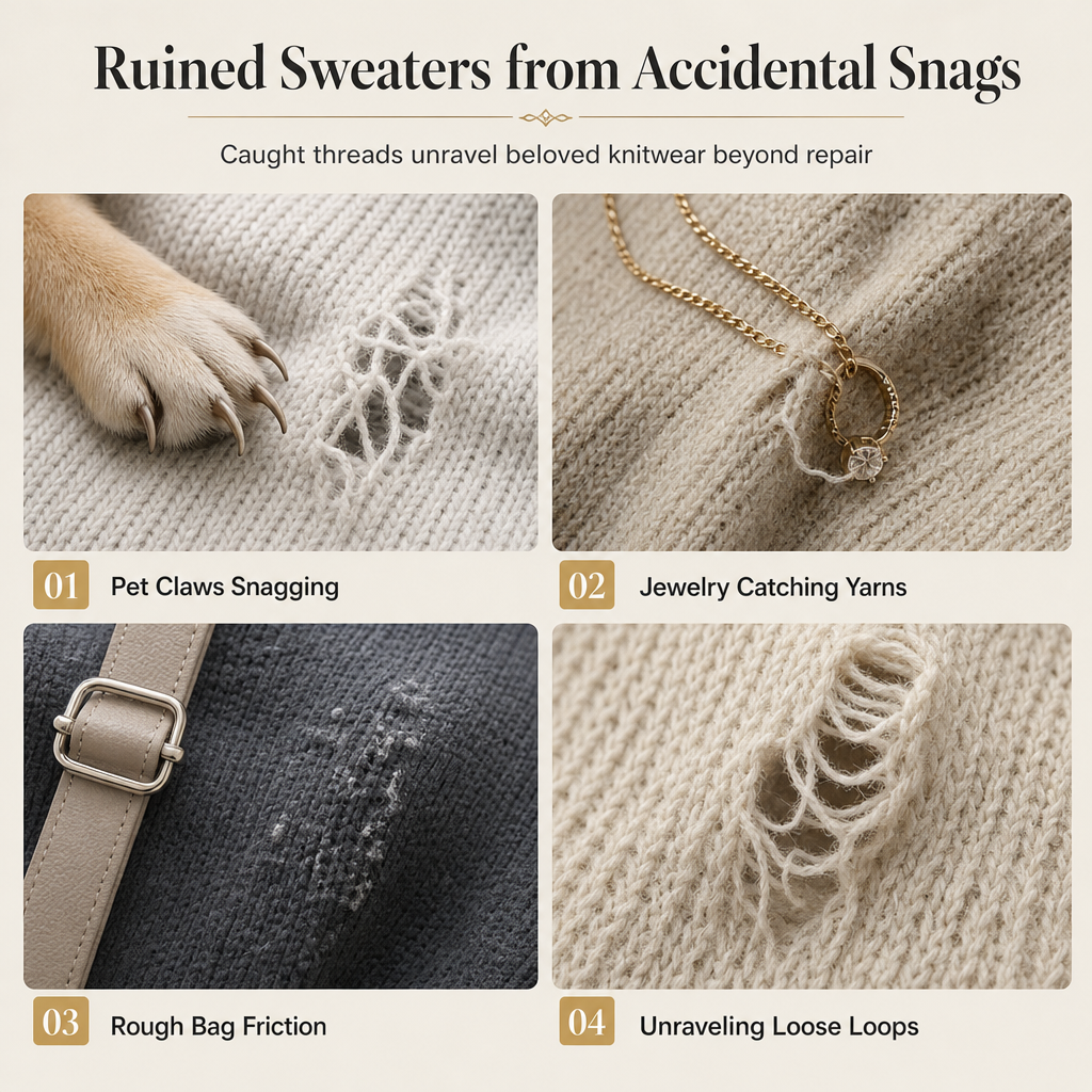 Fix Snagged Knits Instantly! 25-Piece Knurled Repair Needles