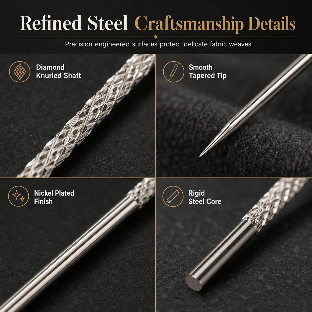 Fix Snagged Knits Instantly! 25-Piece Knurled Repair Needles