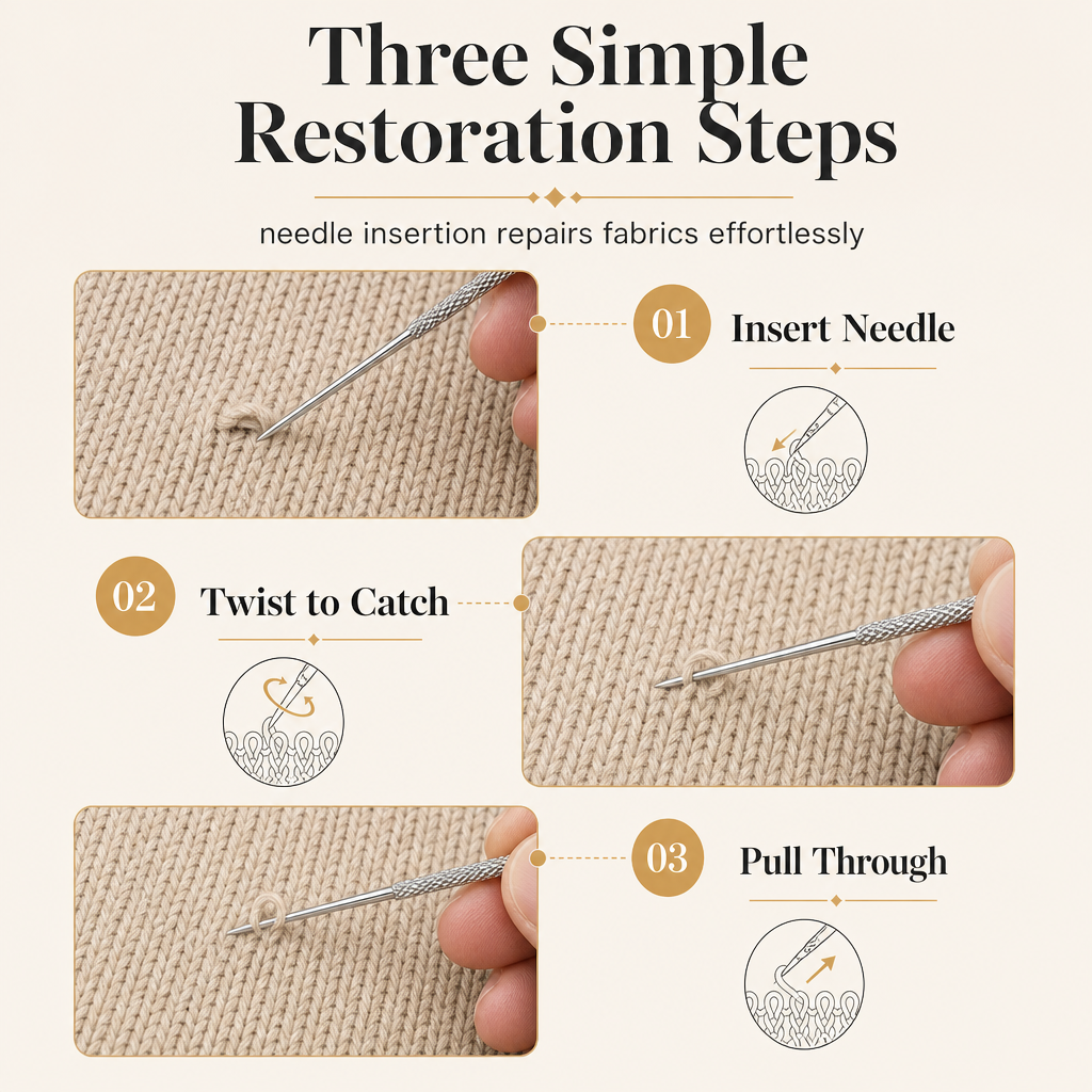 Fix Snagged Knits Instantly! 25-Piece Knurled Repair Needles