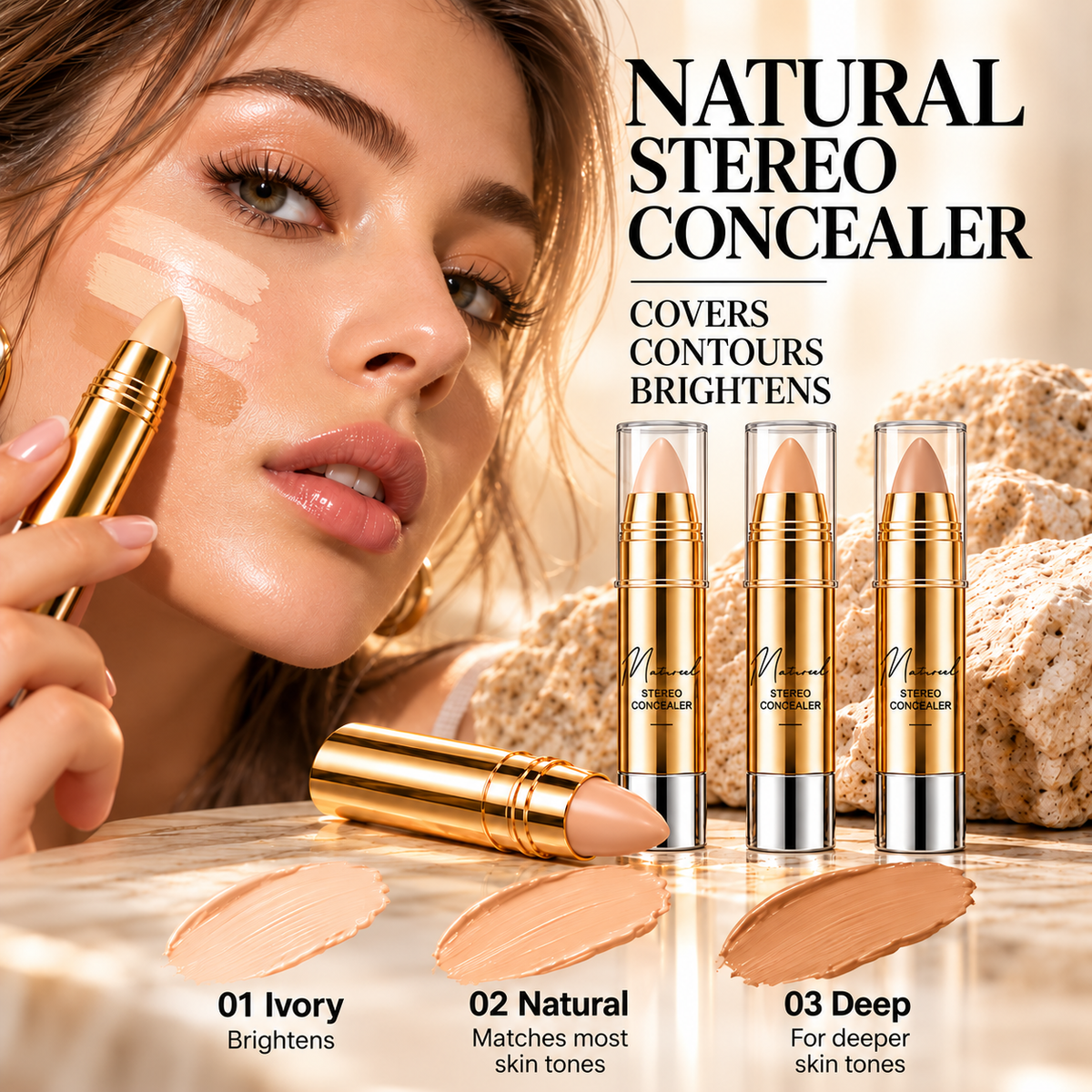 Hide Dark Circles Instantly! Creamy Concealer & Contour Stick