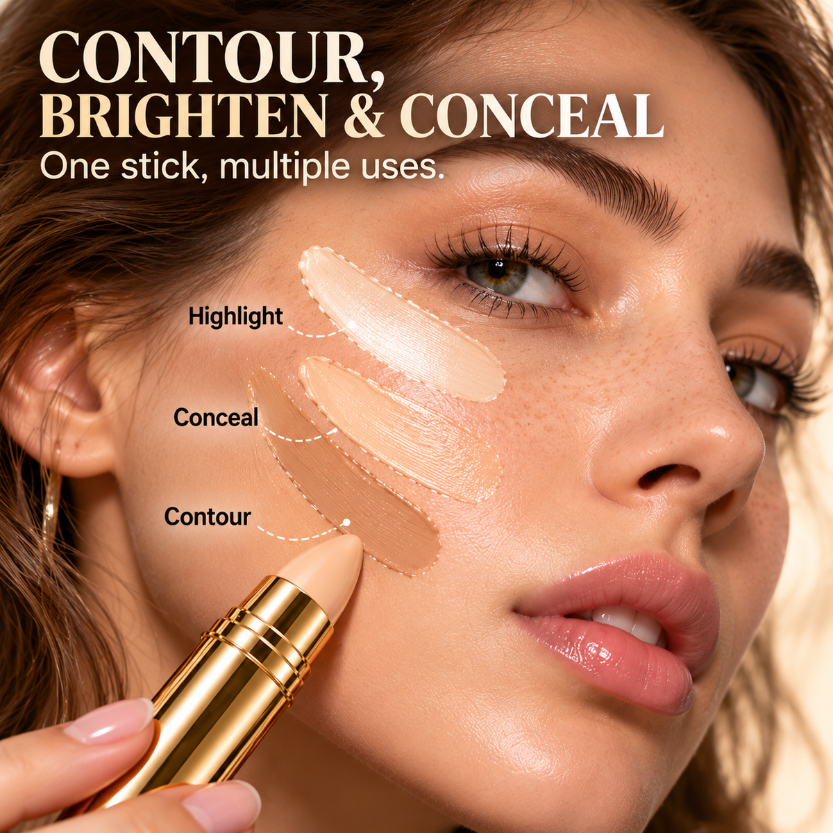 Hide Dark Circles Instantly! Creamy Concealer & Contour Stick