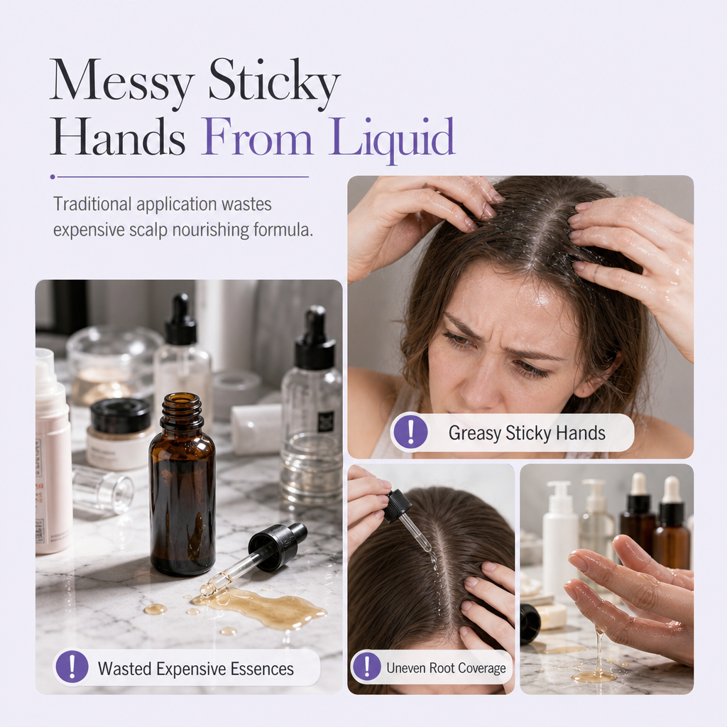 Apply Scalp Oil No-Mess Instantly! Steel Roller Applicator Comb
