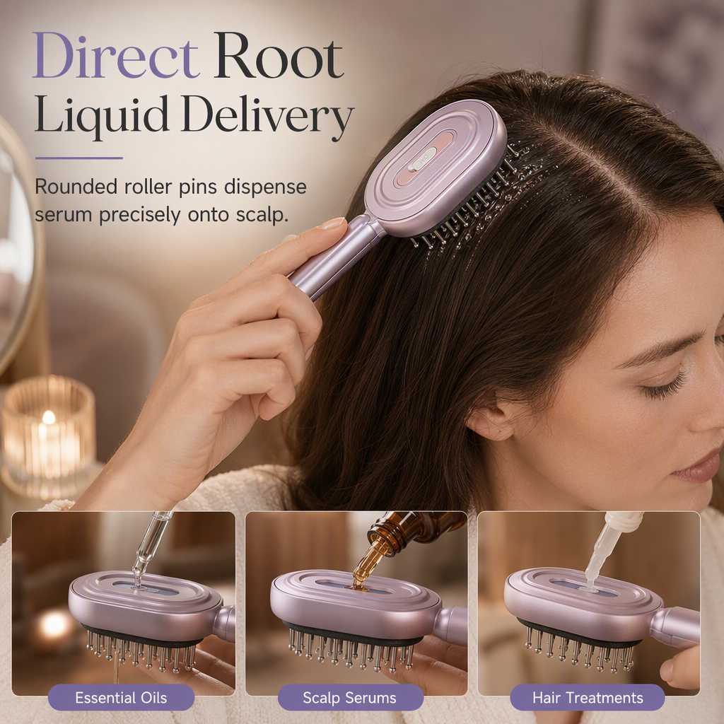 Apply Scalp Oil No-Mess Instantly! Steel Roller Applicator Comb