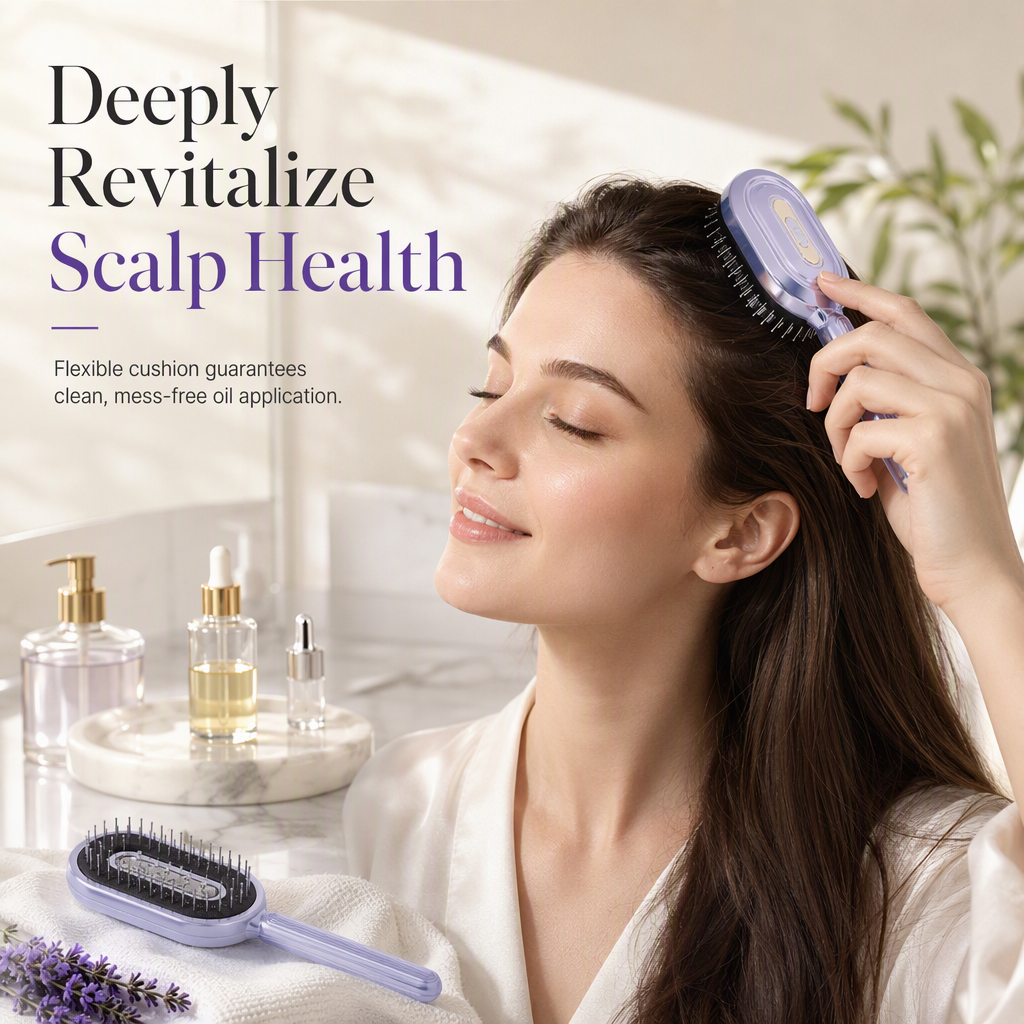 Apply Scalp Oil No-Mess Instantly! Steel Roller Applicator Comb