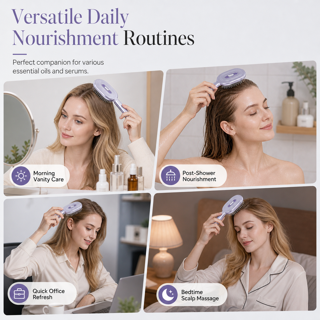 Apply Scalp Oil No-Mess Instantly! Steel Roller Applicator Comb