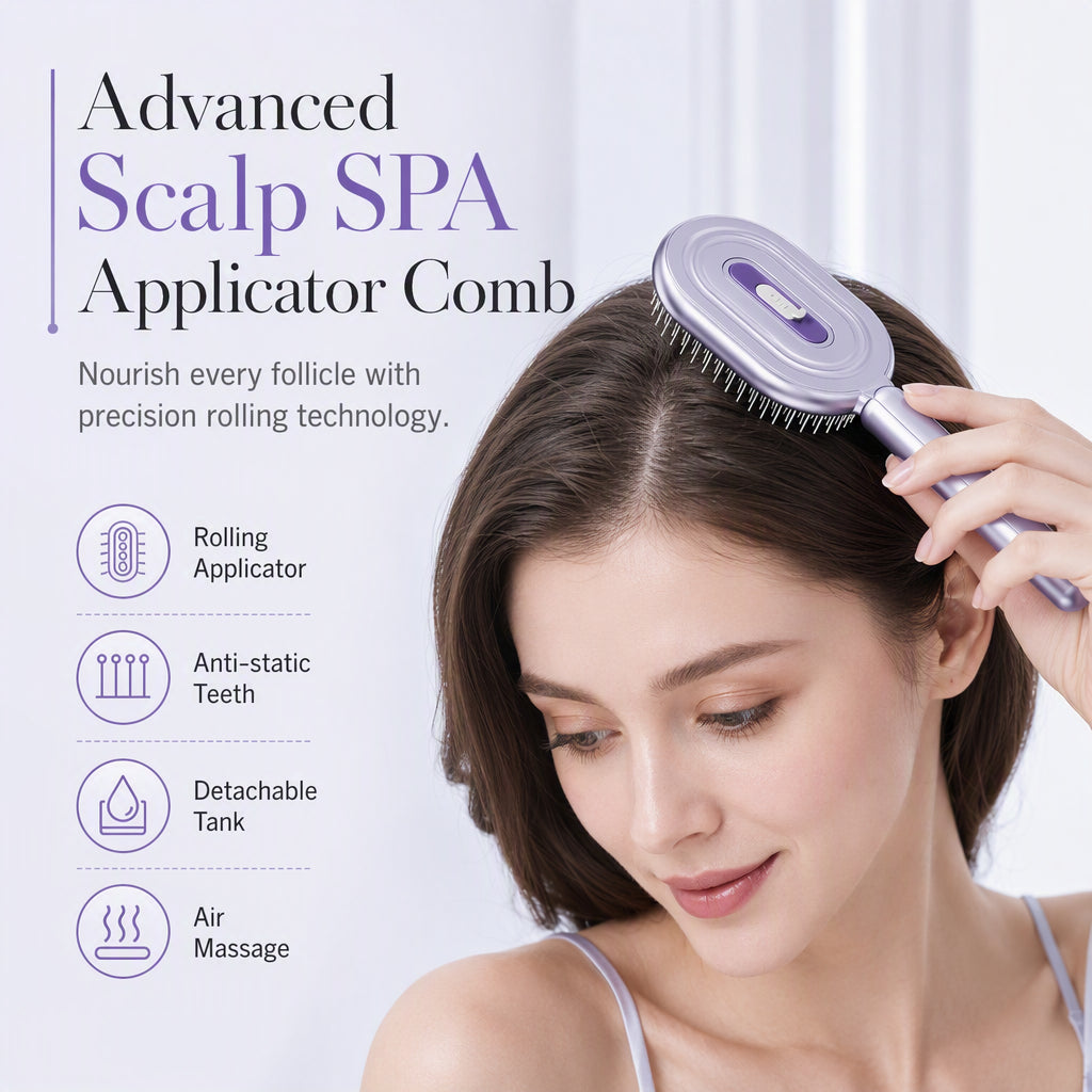 Apply Scalp Oil No-Mess Instantly! Steel Roller Applicator Comb