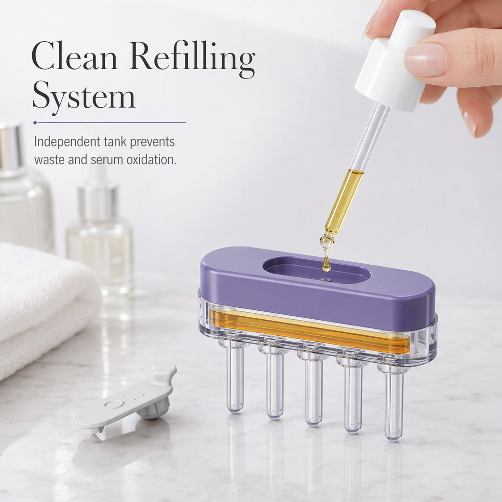 Apply Scalp Oil No-Mess Instantly! Steel Roller Applicator Comb