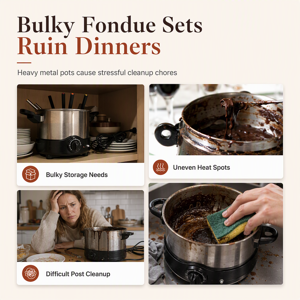 Melt Chocolate Instantly! No-Mess Ceramic Fondue Mug with Fork