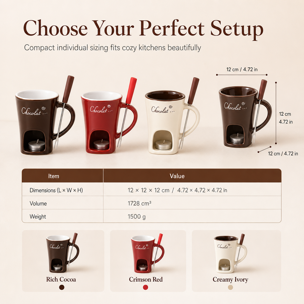 Melt Chocolate Instantly! No-Mess Ceramic Fondue Mug with Fork