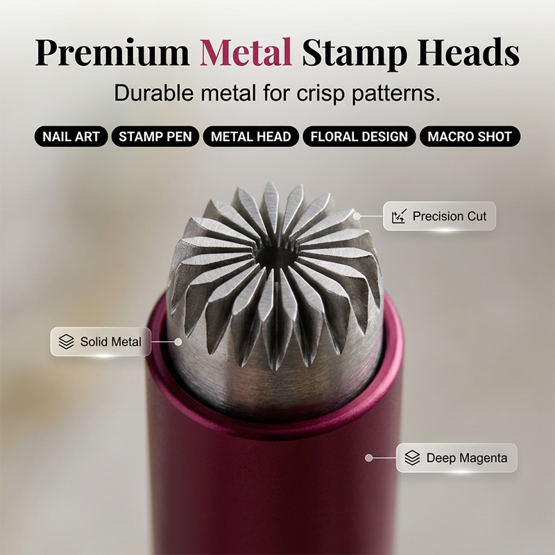 Stamp Floral Nails Instantly! One-Press 6-Piece Metal Nail Art Set