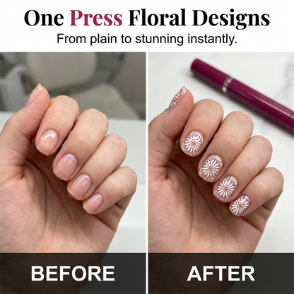 Stamp Floral Nails Instantly! One-Press 6-Piece Metal Nail Art Set