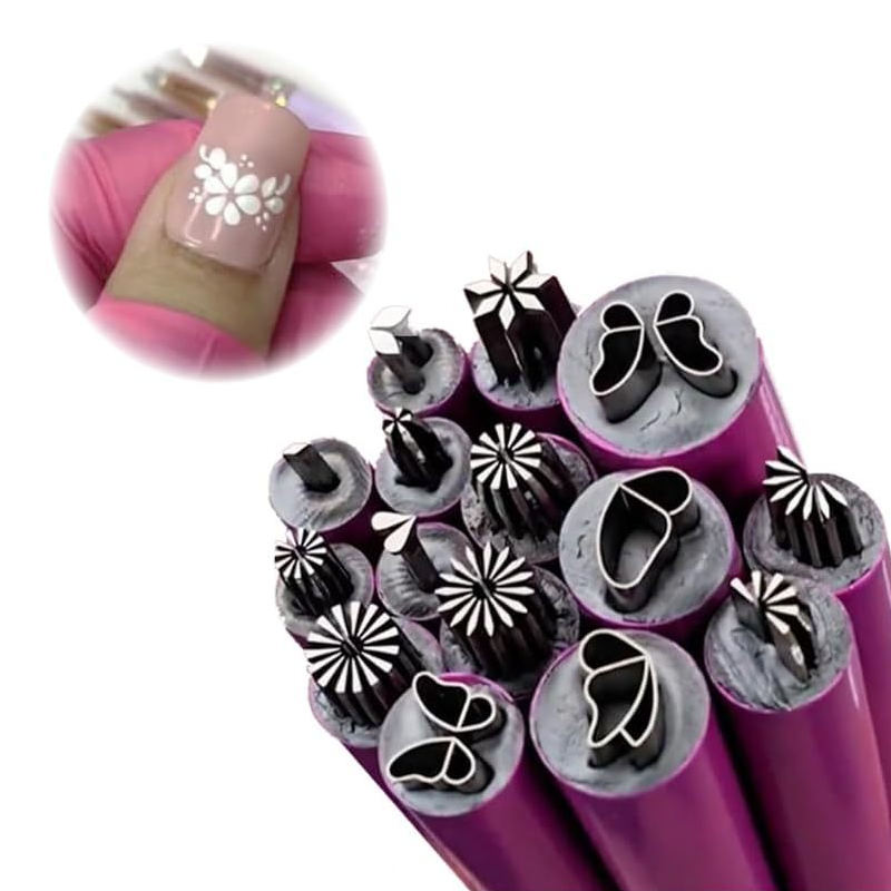 Stamp Floral Nails Instantly! One-Press 6-Piece Metal Nail Art Set