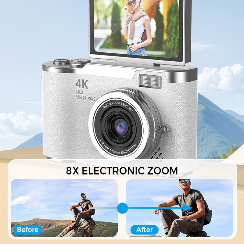 Capture Sharp 4K Shots Instantly! Flip-Screen Digital Camera