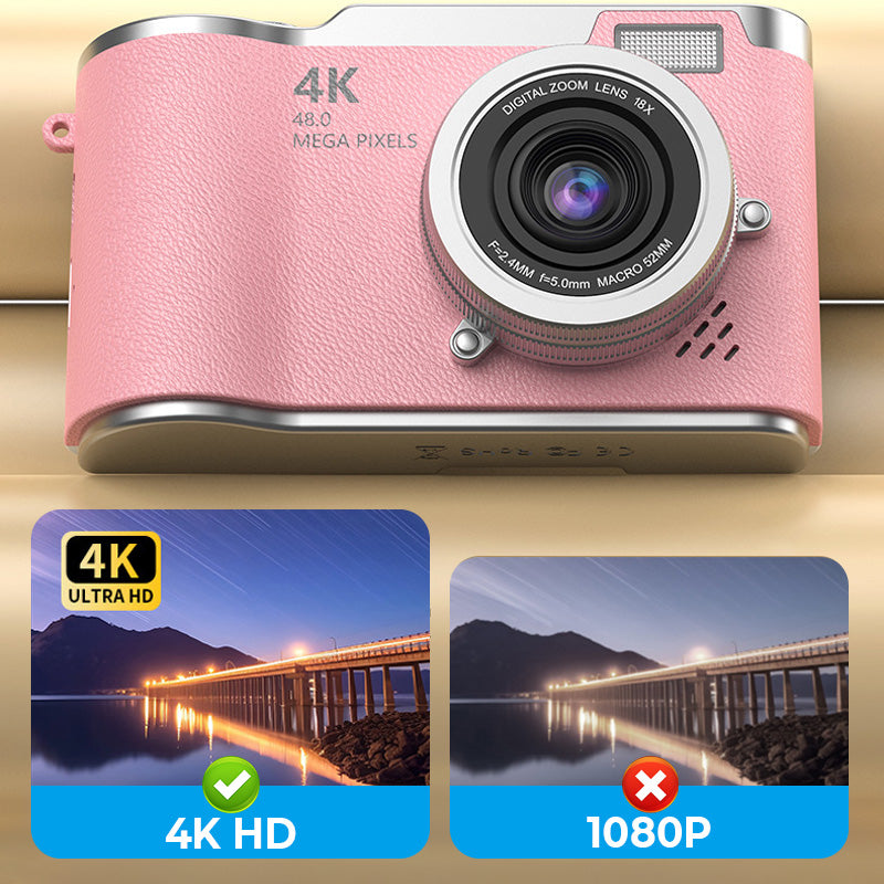 Capture Sharp 4K Shots Instantly! Flip-Screen Digital Camera