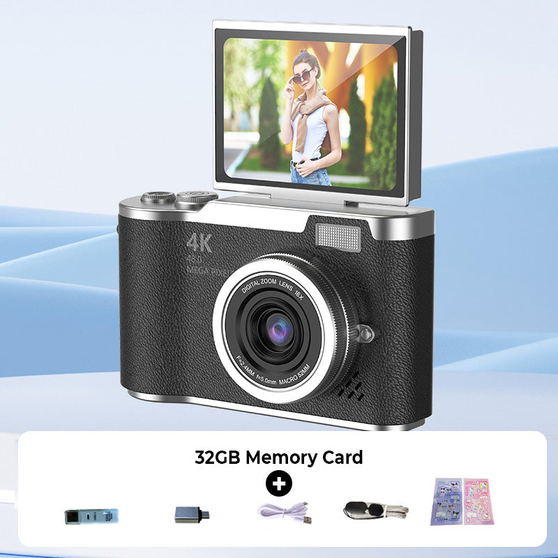 Capture Sharp 4K Shots Instantly! Flip-Screen Digital Camera