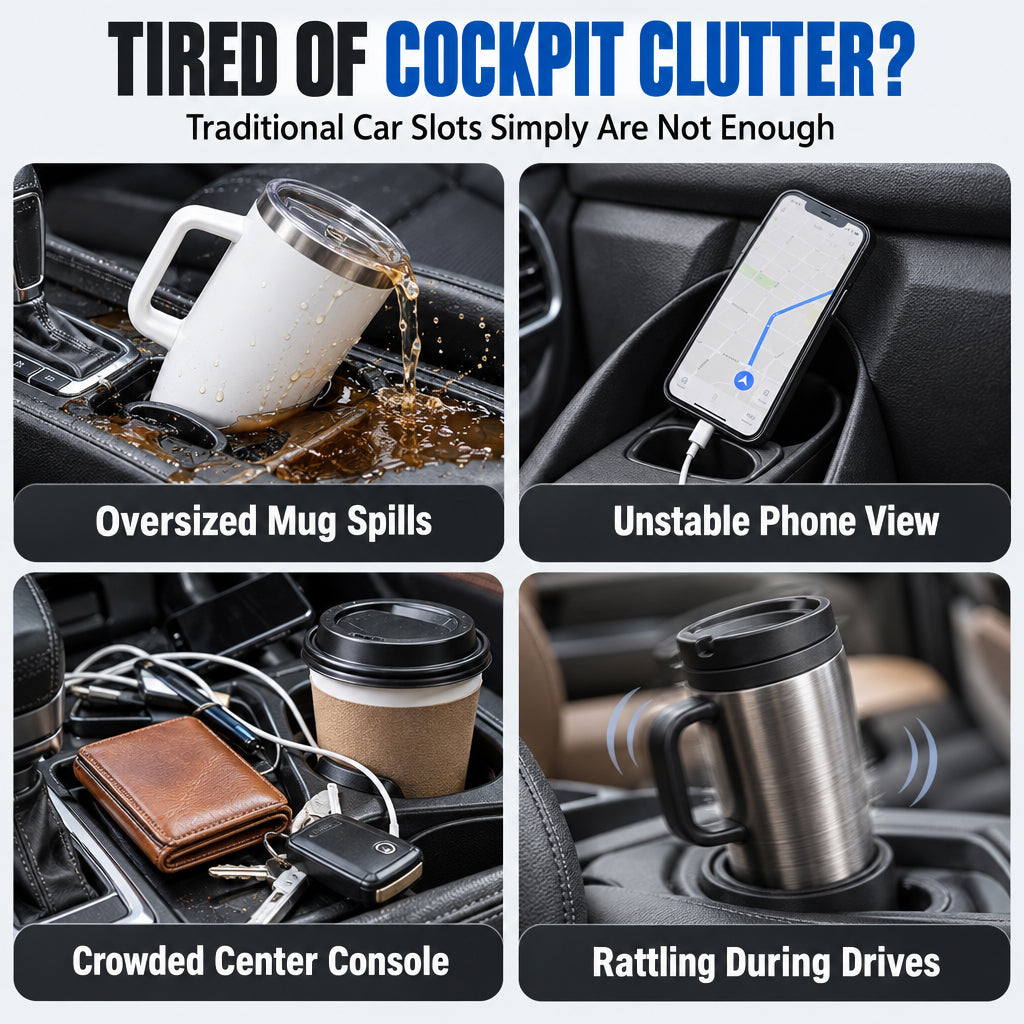 Free Up Your Console Instantly! 2-in-1 Cup Holder & Phone Mount