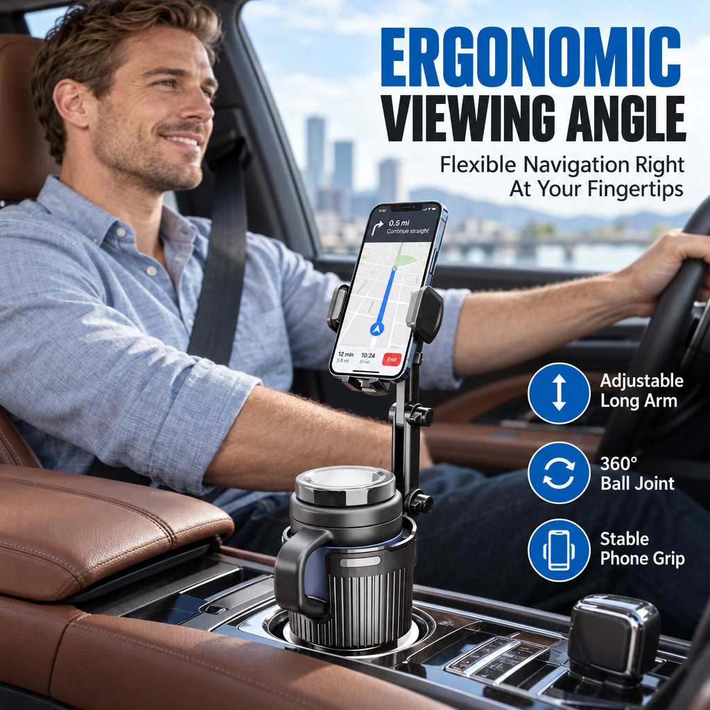 Free Up Your Console Instantly! 2-in-1 Cup Holder & Phone Mount