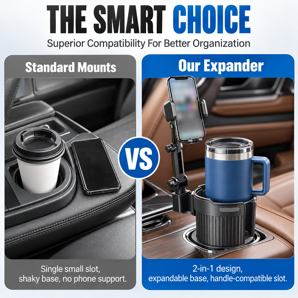 Free Up Your Console Instantly! 2-in-1 Cup Holder & Phone Mount