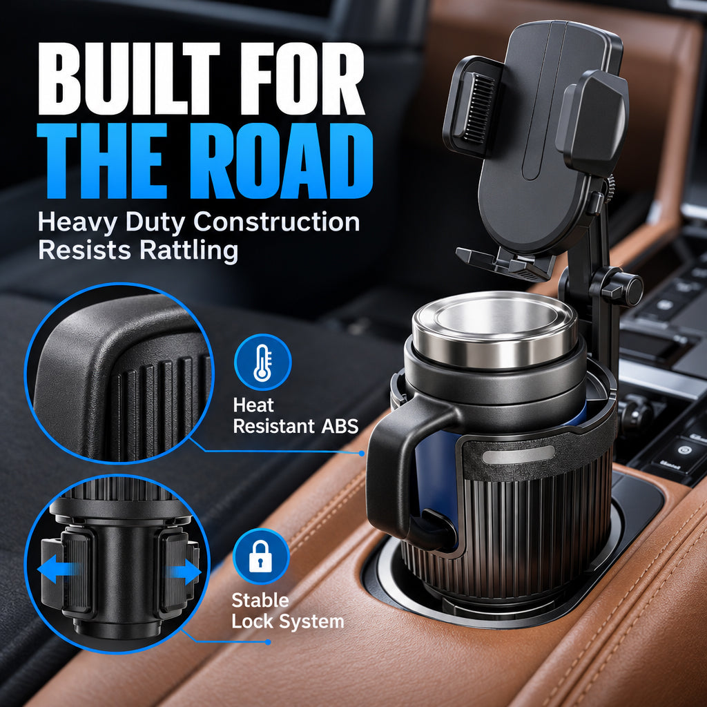 Free Up Your Console Instantly! 2-in-1 Cup Holder & Phone Mount