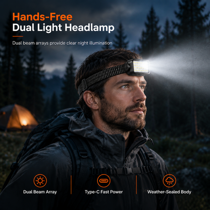 Light Any Path Hands-Free Instantly! USB-C Rechargeable LED Headlamp