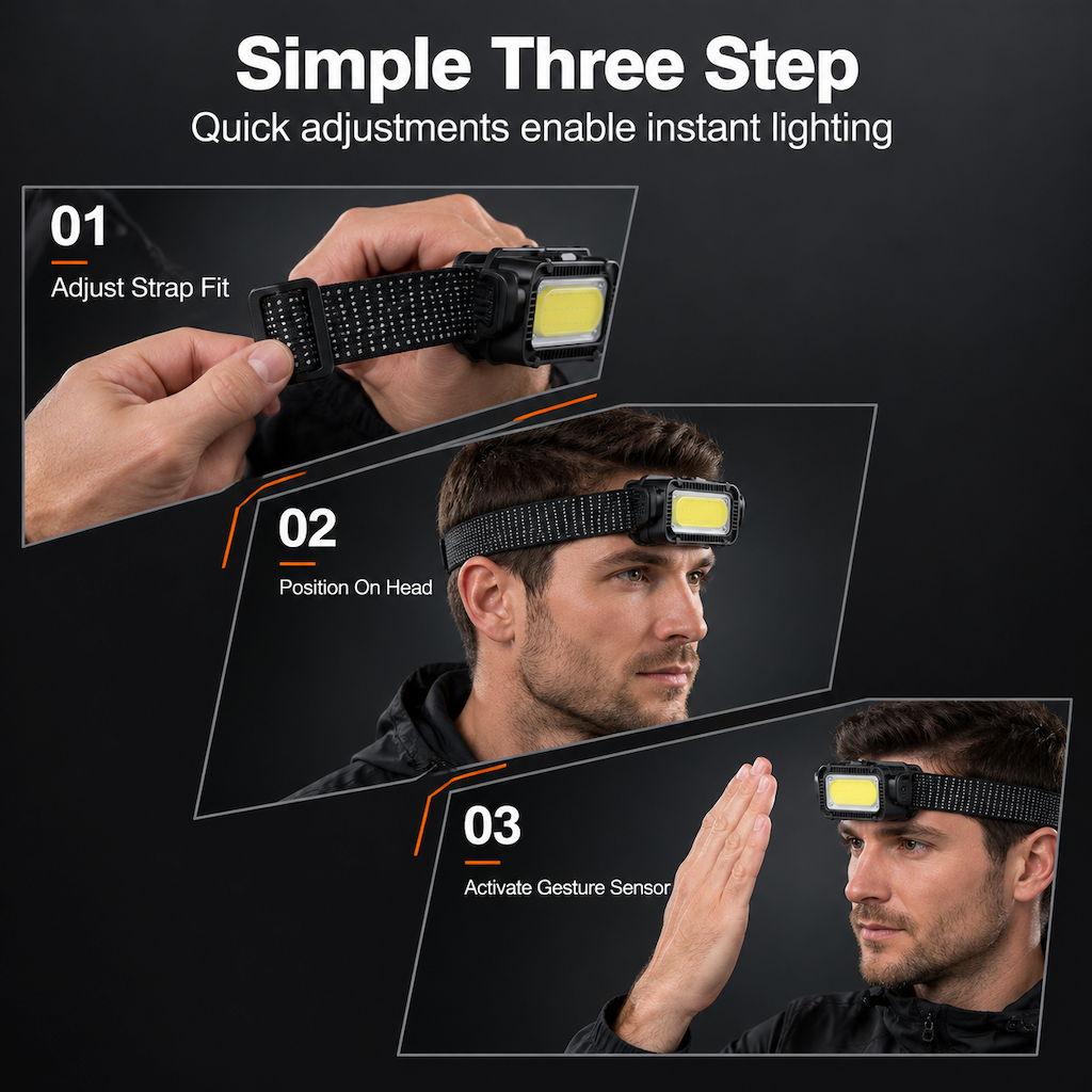Light Any Path Hands-Free Instantly! USB-C Rechargeable LED Headlamp