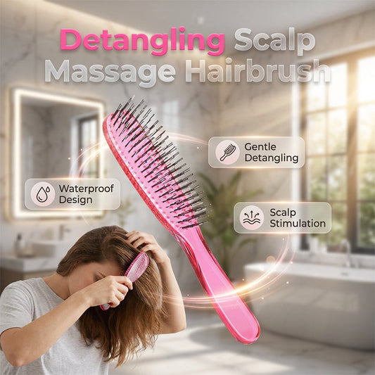 Detangle Knots Instantly! Gentle Portable Scalp Massage Hairbrush