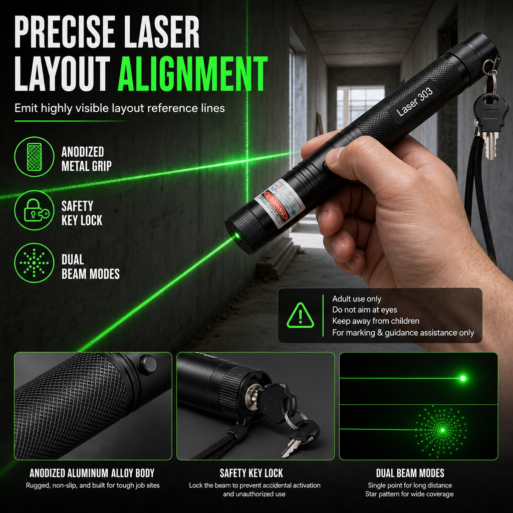Align Walls Perfectly Instantly! Dual-Key Laser Level Tool