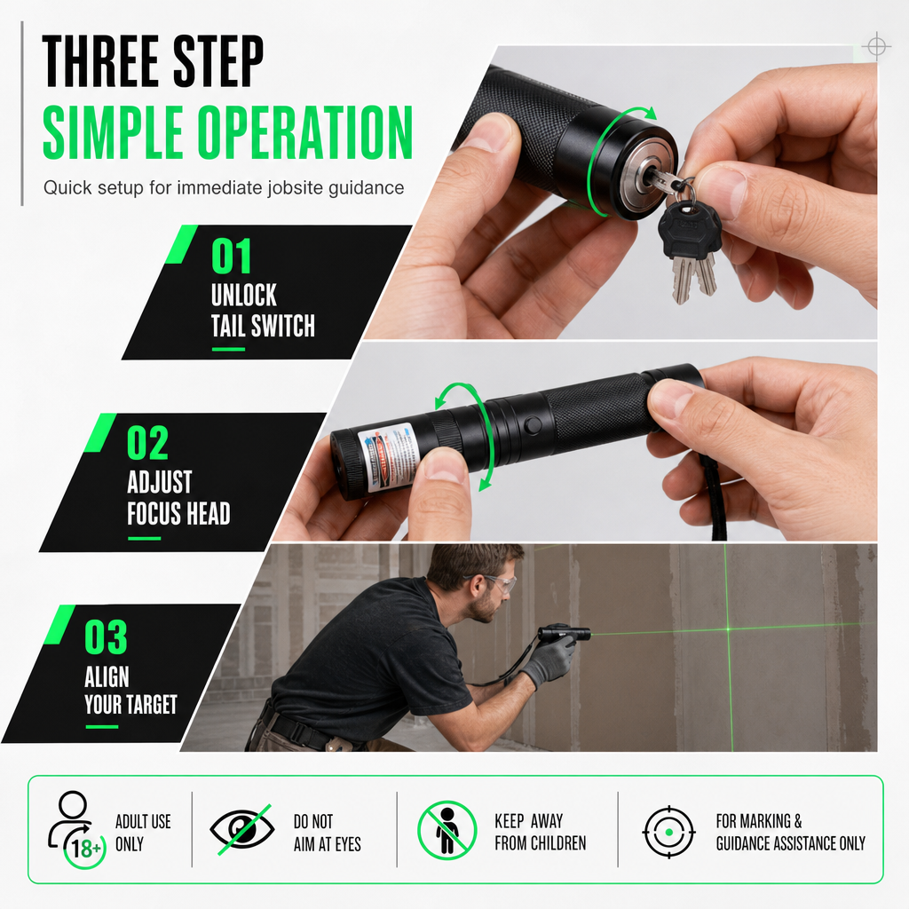 Align Walls Perfectly Instantly! Dual-Key Laser Level Tool