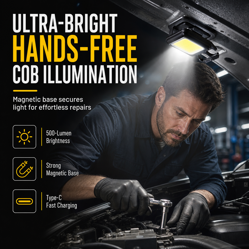 Light Up Repairs Instantly! 500LM Magnetic Pocket Flashlight