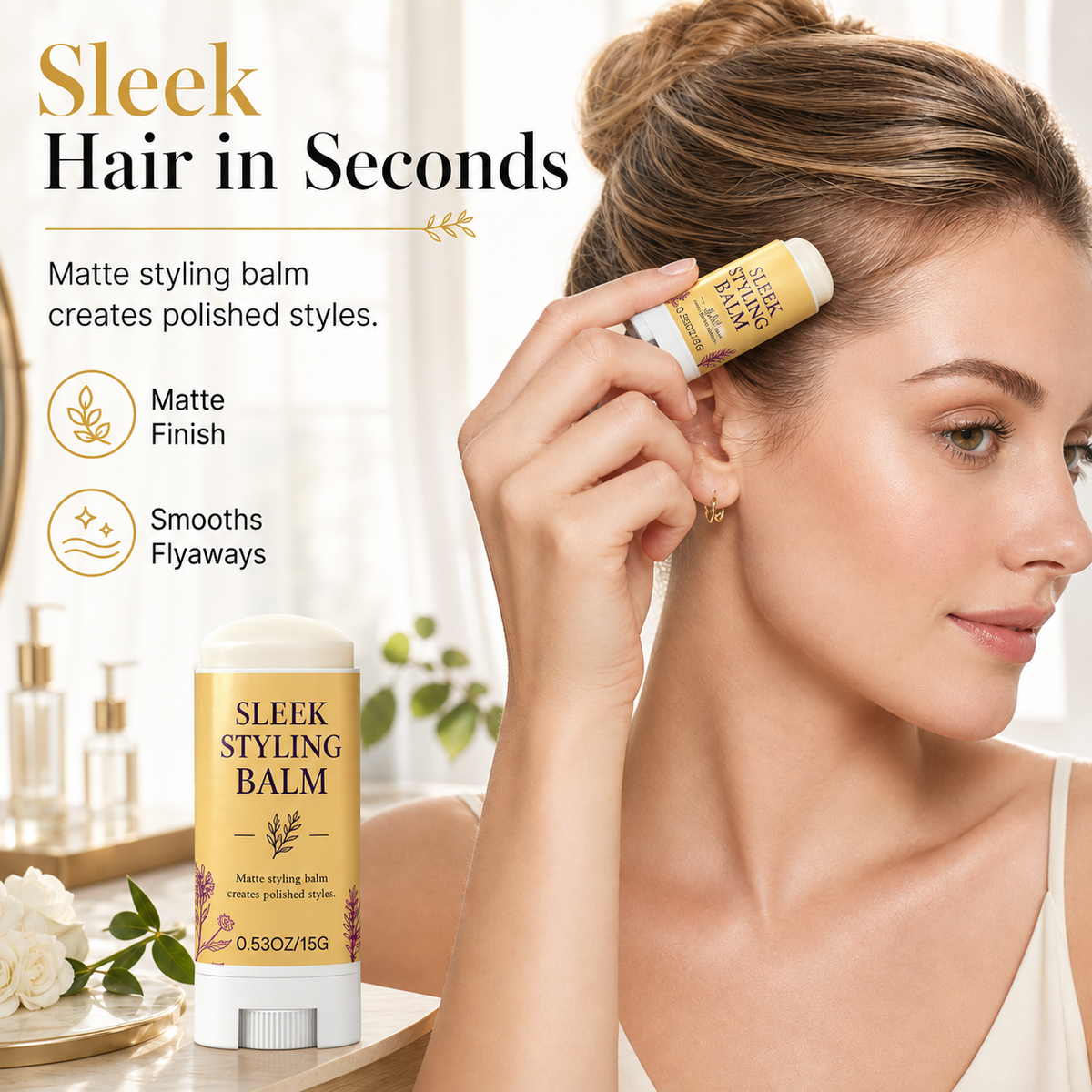 Tame Flyaways Instantly! Compact No-Residue Hair Styling Stick