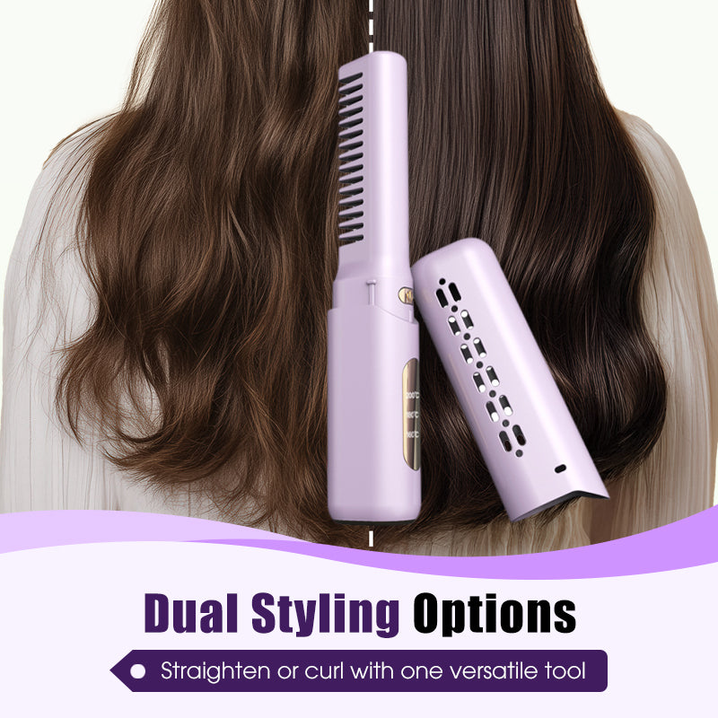 💇 Cordless Hair Straightening Comb | 3-Temperature Portable Styler