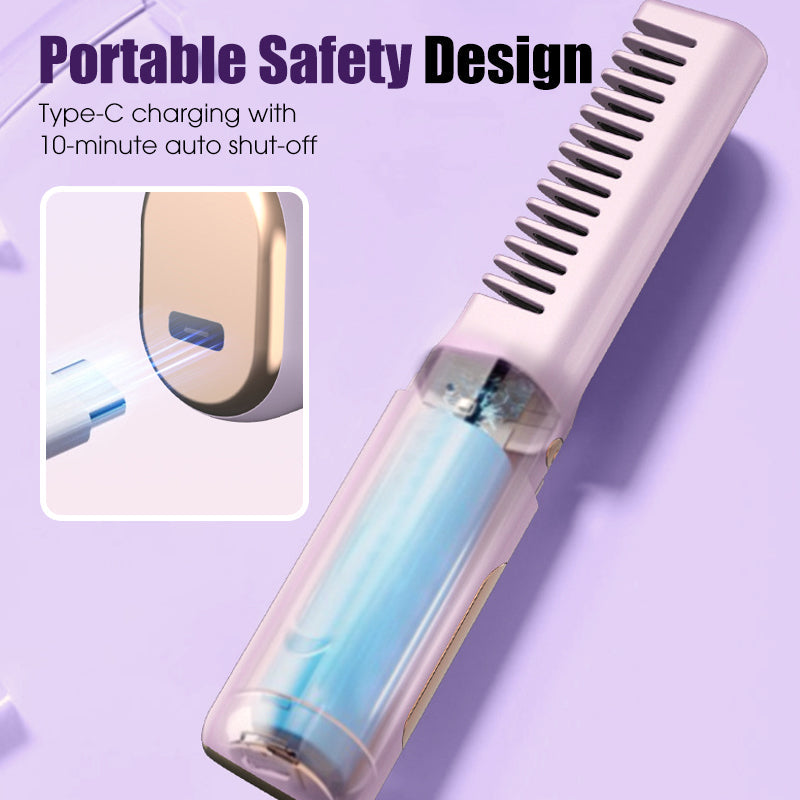 💇 Cordless Hair Straightening Comb | 3-Temperature Portable Styler