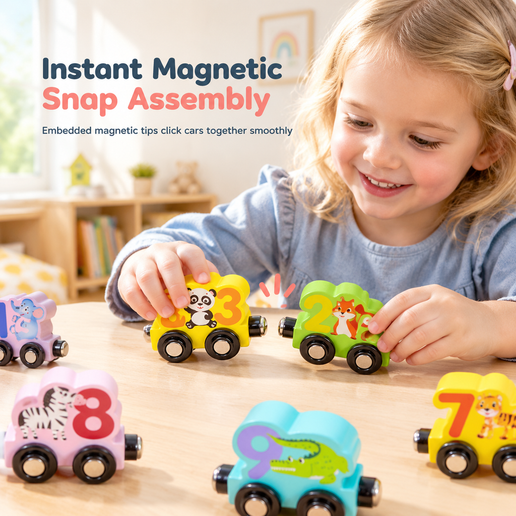 Build Counting Trains Instantly! Magnetic Wooden Number Train