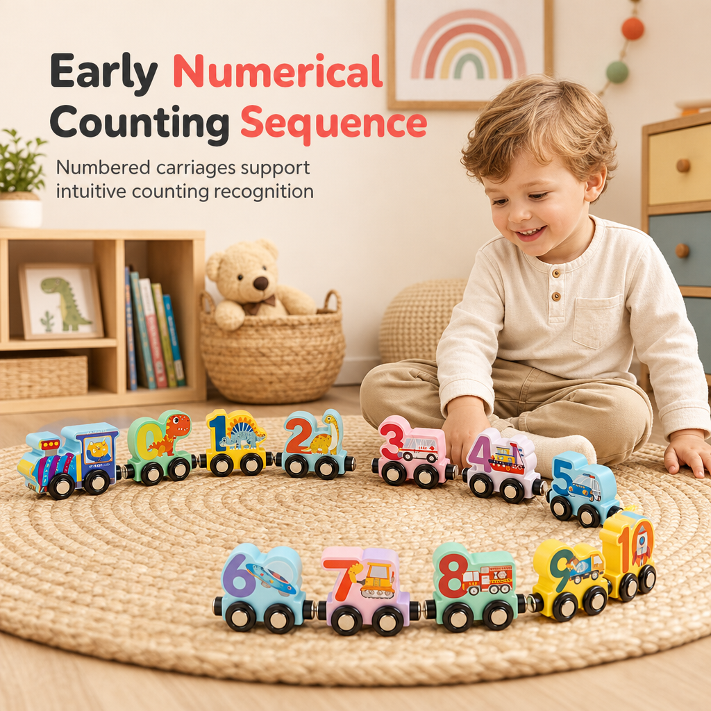 Build Counting Trains Instantly! Magnetic Wooden Number Train
