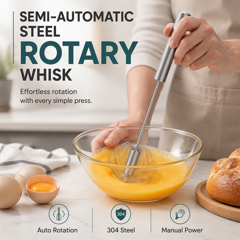 Whisk Faster Instantly! Semi-Automatic Stainless Steel Rotary Whisk
