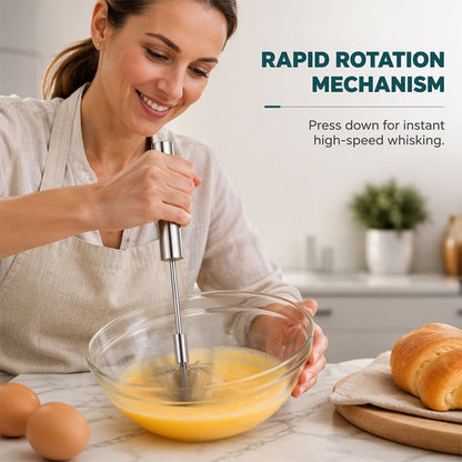 Whisk Faster Instantly! Semi-Automatic Stainless Steel Rotary Whisk