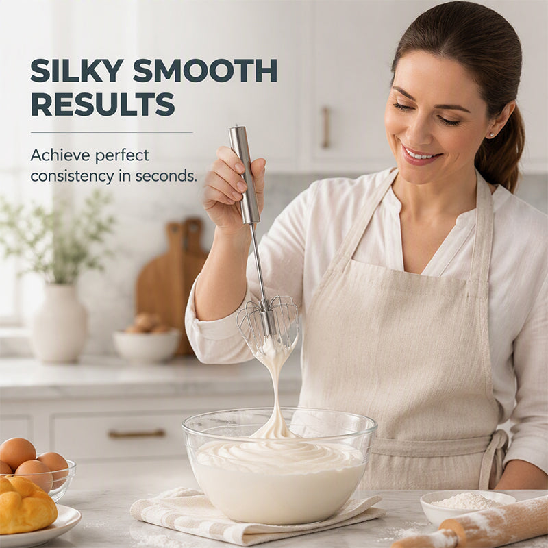 Whisk Faster Instantly! Semi-Automatic Stainless Steel Rotary Whisk