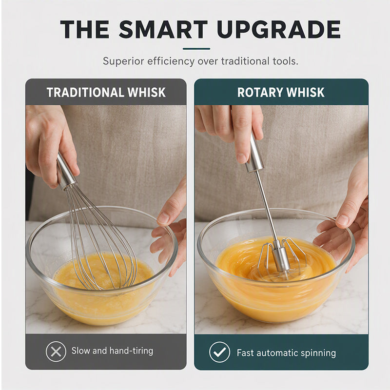 Whisk Faster Instantly! Semi-Automatic Stainless Steel Rotary Whisk