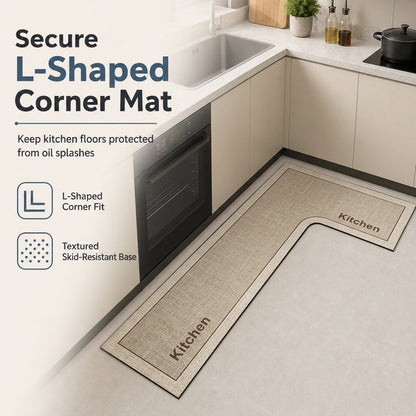 Absorb Kitchen Spills Instantly! L-Shaped Non-Slip Floor Mat