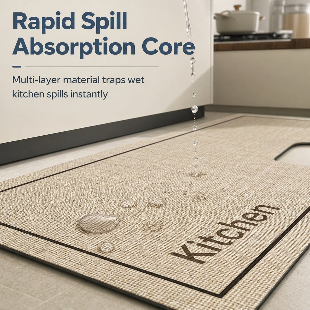 Absorb Kitchen Spills Instantly! L-Shaped Non-Slip Floor Mat
