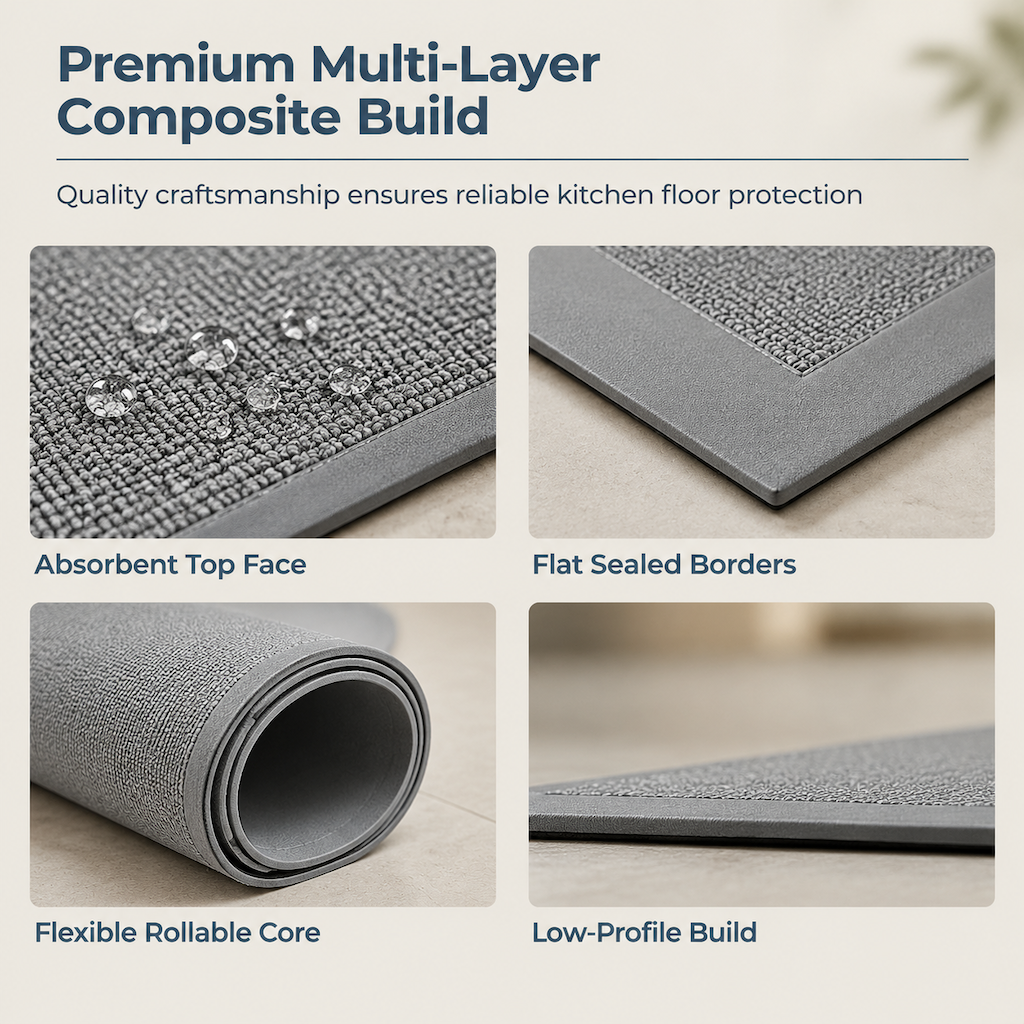 Absorb Kitchen Spills Instantly! L-Shaped Non-Slip Floor Mat