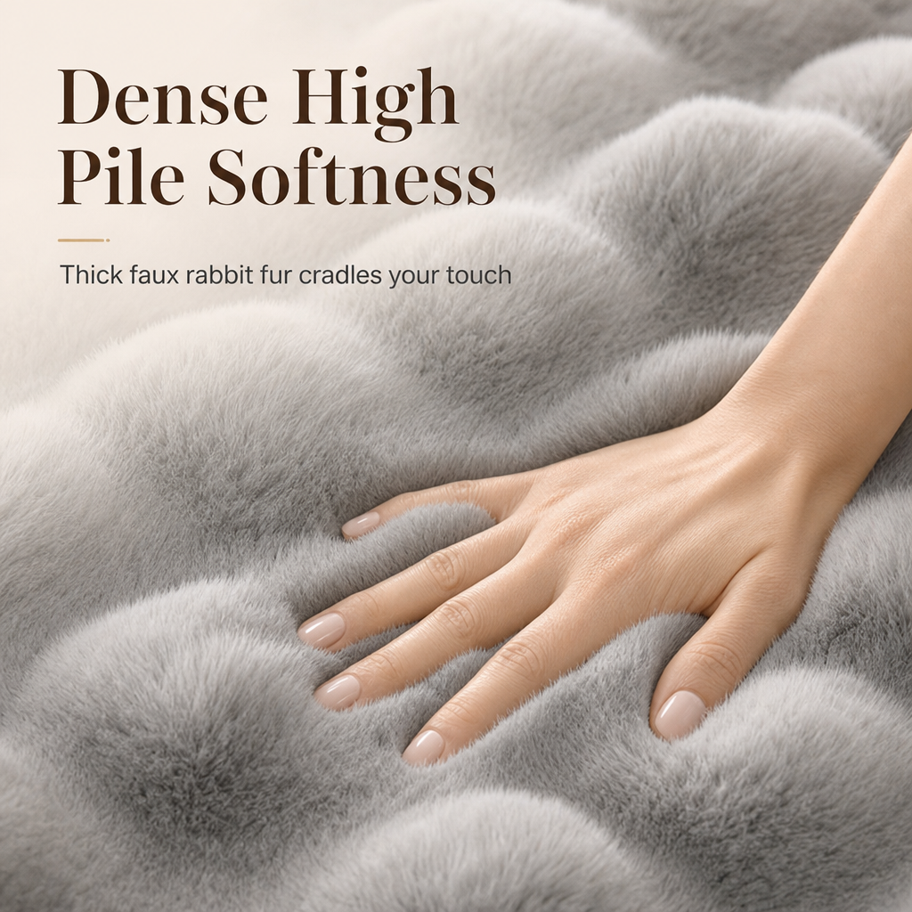 Step Onto Warmth Instantly! Soft Dense Plush Bubble Bedside Rug