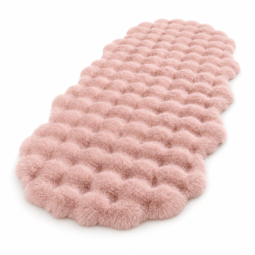 Step Onto Warmth Instantly! Soft Dense Plush Bubble Bedside Rug