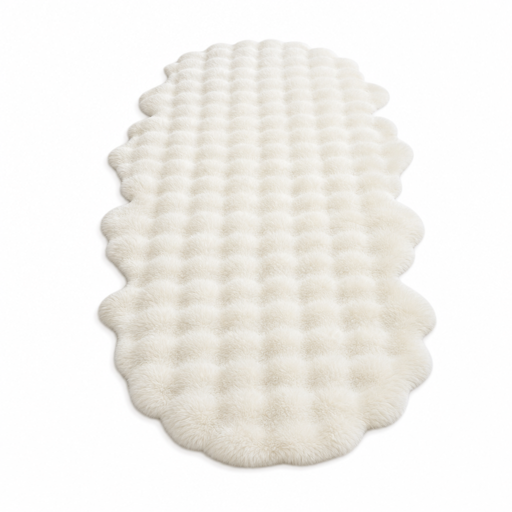 Step Onto Warmth Instantly! Soft Dense Plush Bubble Bedside Rug