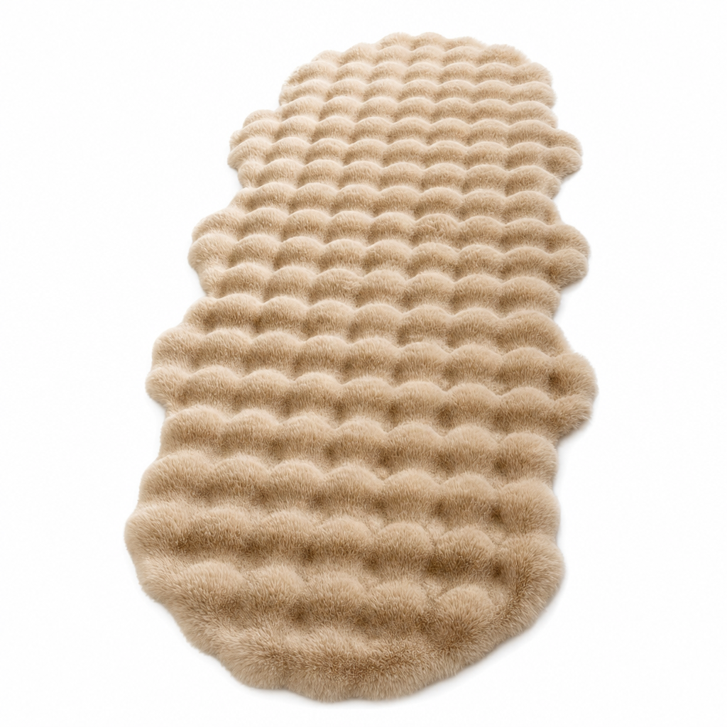 Step Onto Warmth Instantly! Soft Dense Plush Bubble Bedside Rug