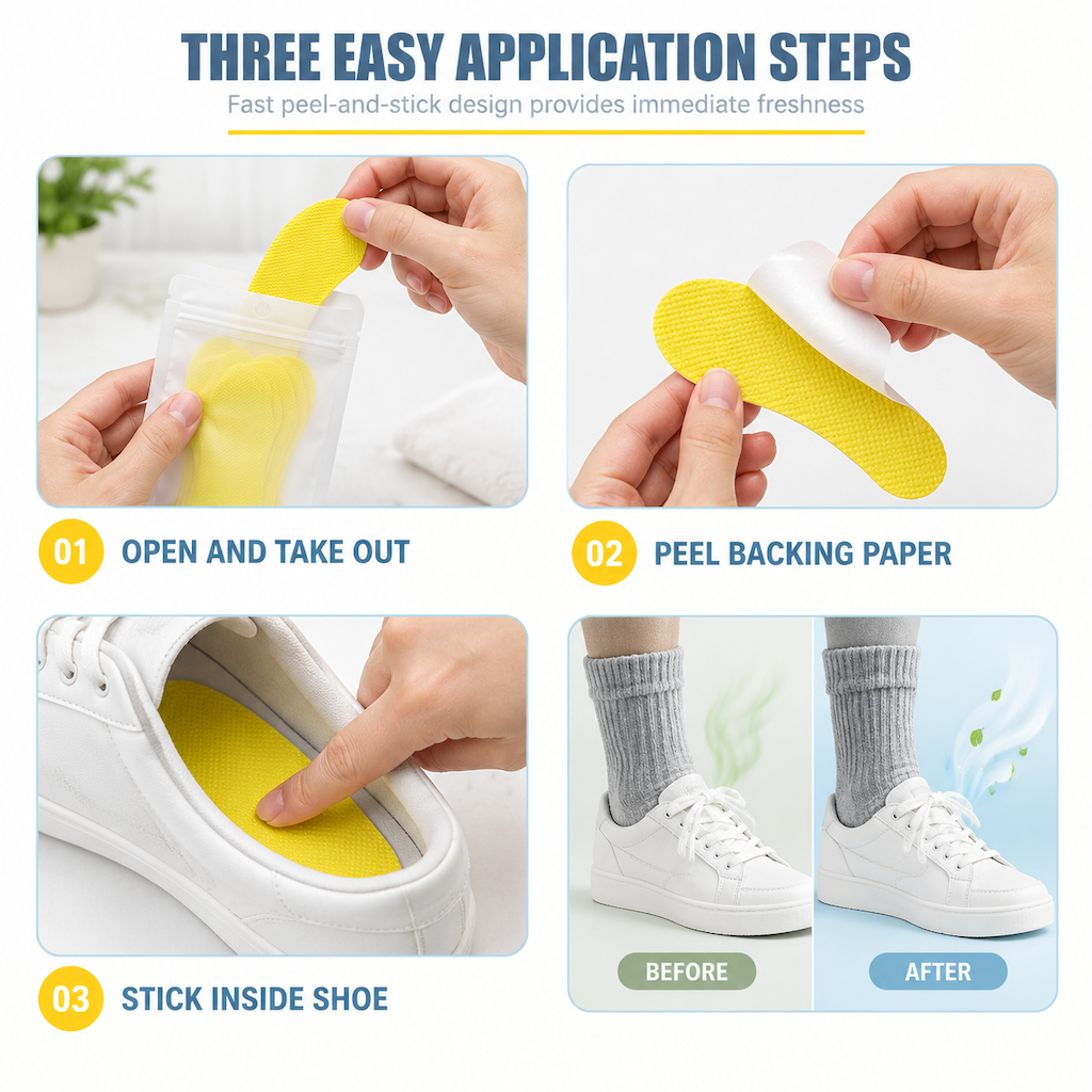 Stop Shoe Odor Instantly! Lemon Fragrance Deodorant Shoe Stickers