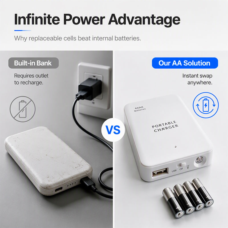 Charge Anywhere Instantly! AA Battery Emergency Backup Power Bank