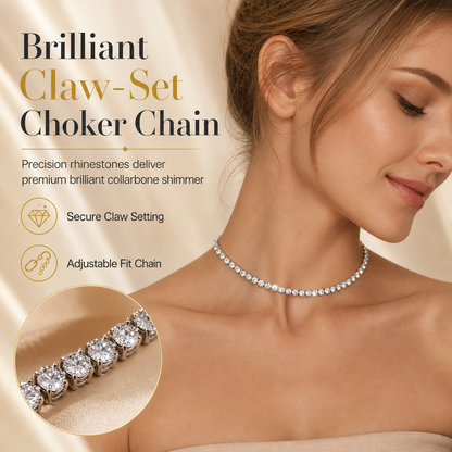 Shimmer All Night Instantly! Claw-Set Rhinestone Choker Necklace