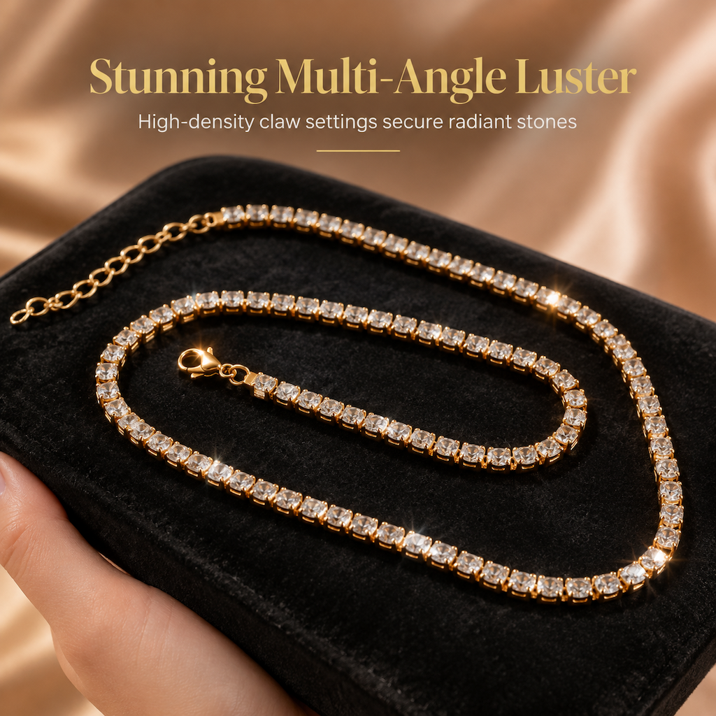 Shimmer All Night Instantly! Claw-Set Rhinestone Choker Necklace