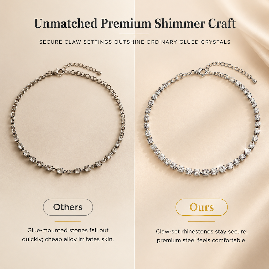 Shimmer All Night Instantly! Claw-Set Rhinestone Choker Necklace